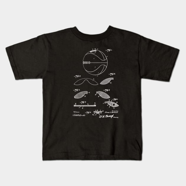 Basketball Vintage Patent Drawing Kids T-Shirt by TheYoungDesigns